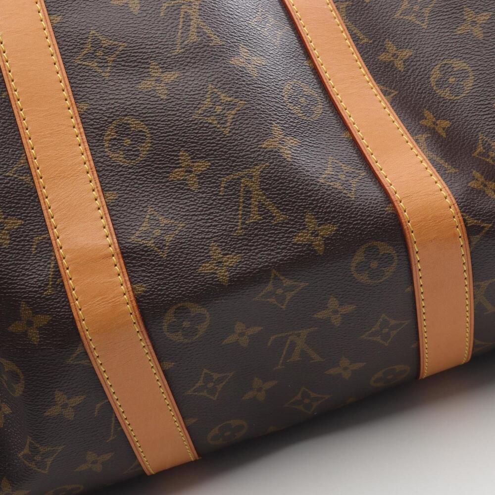 LOUIS VUITTON Authentic Brown Monogram Leather Keepall 55 Boston Bag - Picture 8 of 12